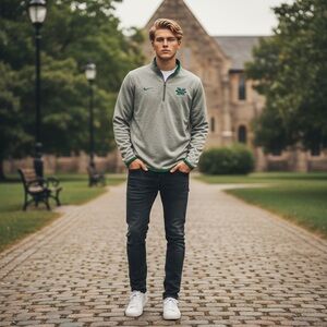 Nike Marshall Thundering Herd Dri-FIT 1/4 Zip Pullover Jacket Large Gray Green